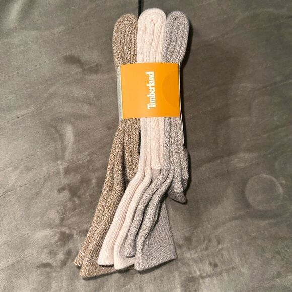 Timberland US Beige BrownβW 6.5-9.5 Super Soft Cushioned Boot Socks 3 pack - Picture 9 of 11